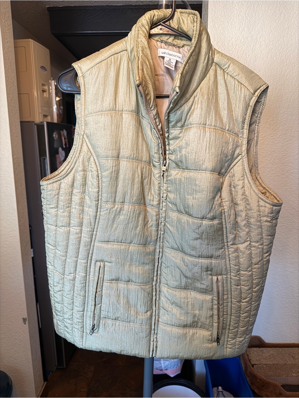 Liz Claiborne Pale Green Quilted Puffer Vest